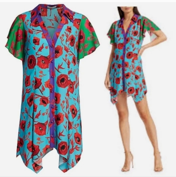 Alice + Olivia Dresses & Skirts - Alice + Olivia Conner Handkerchief Floral Shirt Mini dress SIZE  XS NWT